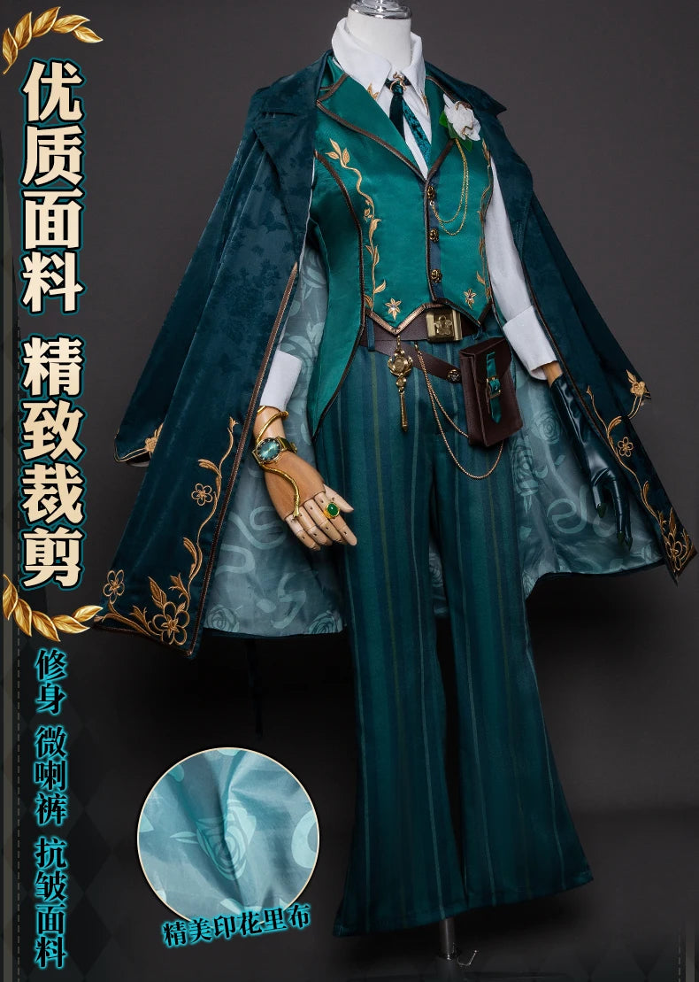 Identity V Art Dealer Cosplay Costume Wig Uniform Knight Richard Sterling Glasses Hat Roy Ramit Halloween Women Men Carnival Cos