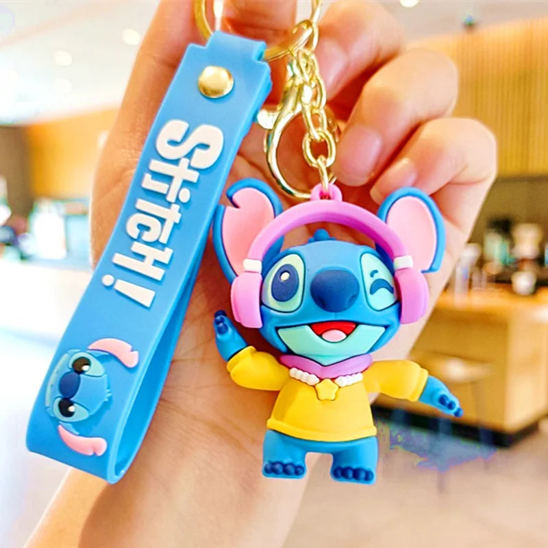 Wholesale Anime Disney Keychain Mickey Mouse Minnie Lilo & Stitch Cartoon Keyring Key Chain Car Pendant Kids Toys Gift