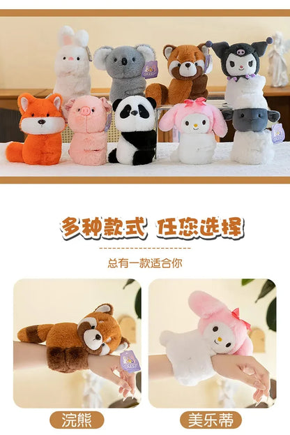 Baby Raccoon Koala Pop Ring Plush Toy Capibala Pat Bracelet Doll Soft Stuffed Animal Cushion Christmas Gifts for Kids and Girls