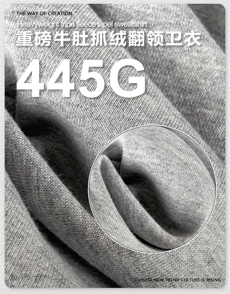 ZODF Casual 2025 Autumn 445gsm Sweatshirt For Man Unisex Turn Down Collar Solid Fleece Pullovers Winter Coats HY1111