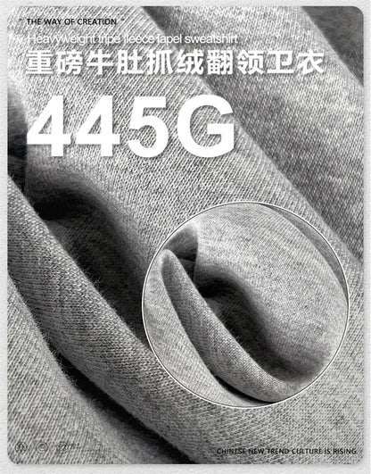 ZODF Casual 2025 Autumn 445gsm Sweatshirt For Man Unisex Turn Down Collar Solid Fleece Pullovers Winter Coats HY1111