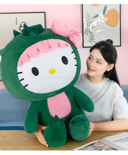 35cm Aoger Hello Kitty Cos Dinosaur Kawaii Cartoon Plush Doll Toys Soft Throw Pillow Back Cushion Girls Birthday Toyd Gifts