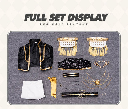 【Last Batch】IN STOCK Miraa Rumii Cosplay Costume【110-150】DokiDoki-N Halloween Family Girls Black Golden Suit Plus Size