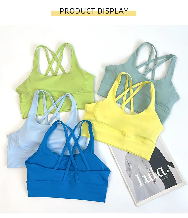 2 Pieces Yoga Shorts Gym Sports Sets Women Fitness Suits Cross Back Bra Top High Waist Shorts Running Workout Clothes Tracksuit