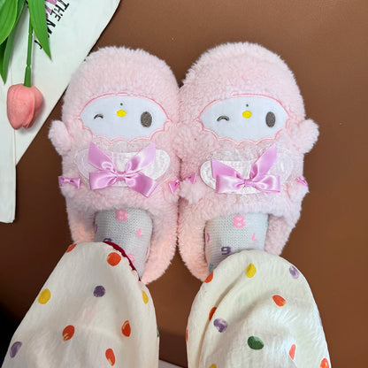 Cartoon My Sweet Piano Slippers Comfortable Japanese Style Plush Shoes Home Cotton Shoes Girl Woman Non-slip Flat Autumn Winter