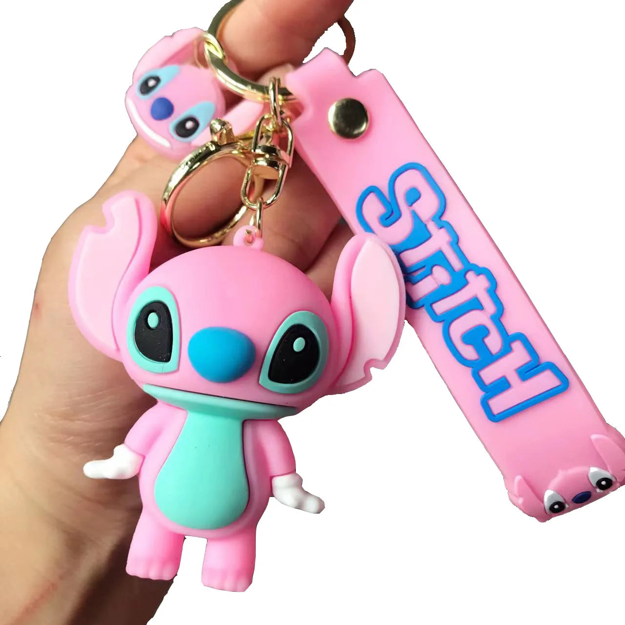Disney Cartoon Anime Lilo and Stitch Pendant Keychains Holder Car Key Chain Key Ring Mobile Phone Bag Hanging Jewelry Gifts