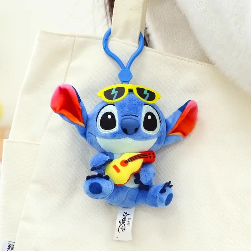 Disney Toy Story Stitch Kawaii Plush Toys Guitar Cartoon Stuffed Anime Bag Keychain Pendant Car Keyring Birthday Christmas Gifts