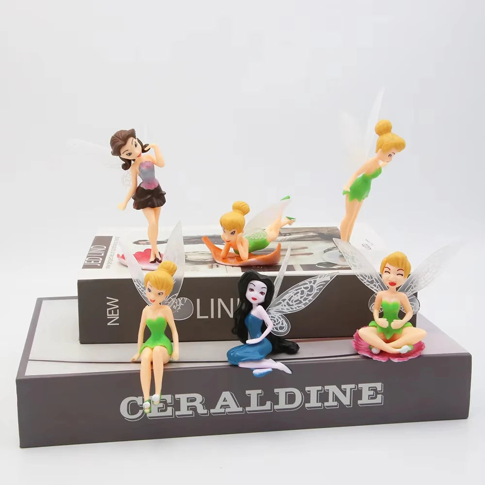 6pcs/set Anime Tinkerbell Fairy Tales Girls Tinker Bell PVC Action Figures Toys