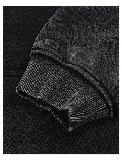 ZODF Retro Winter Washed 370gsm Man's Fleece Hoodie Unisex Distressed Thick Warm Buttons Hooded Pullovers Coats HY1169