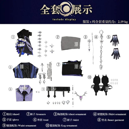 Genshin Impact Kyryll Chudomirovich Flins Cosplay Costume Wig Uniform Cloak Outfit Halloween Party for Women Men Props Carnival