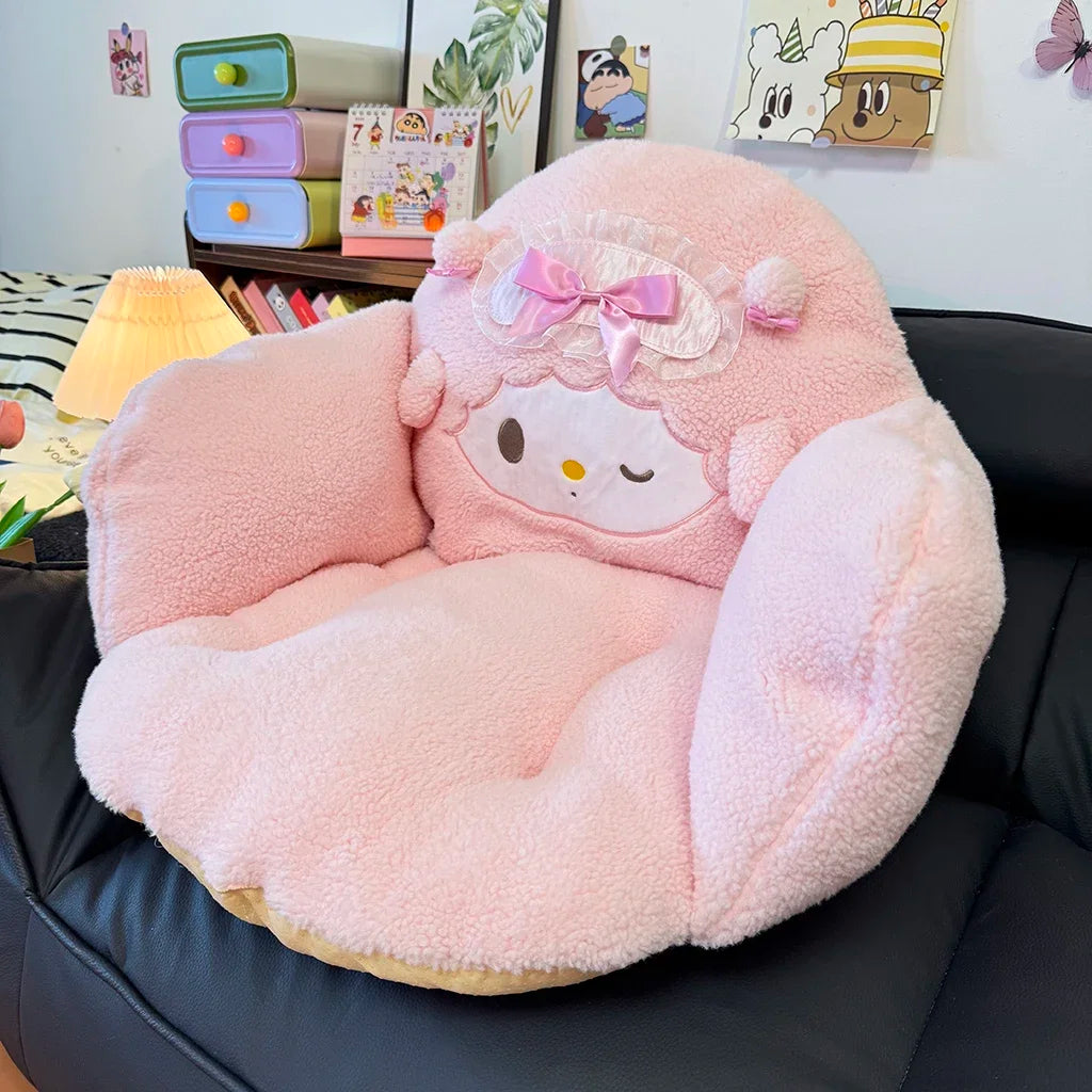 Kawaii My Sweet Piano Plush Seat Cushion Full Coverage Sitting Cushion Chair Soft Fluffy Cute Pink Decor for Bedroom Living Room
