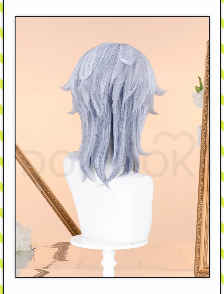 IN STOCK Sunday Cosplay Wig Game Honkai:Star Rail DokiDoki Men 48cm Layered Gradient Wig Sunday Wings Headwear Ear Clip Free Cap