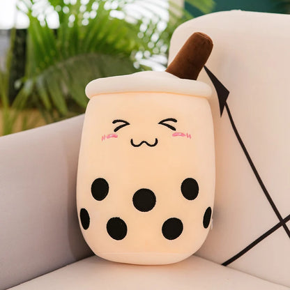 Bubble Tea Boba Plushie Kawaii Room Decor Plush Toy Stuffed Ice Cream Food Milk Tea Soft Hug Cushion Birthday Gift for Kids
