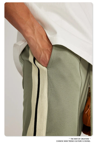 ZODF Spring Summer 275GSM Basic Side Webbing Trousers For Men Unisex American Retro Casual Sports Straight Pants HY0540