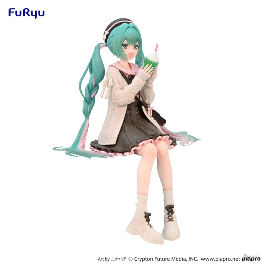15cm Hatsune Miku Anime Figure Autumn Date Miku Action Figure Kawaii Girl Noodle Stopper Figurine Computer Case Ornaments Model