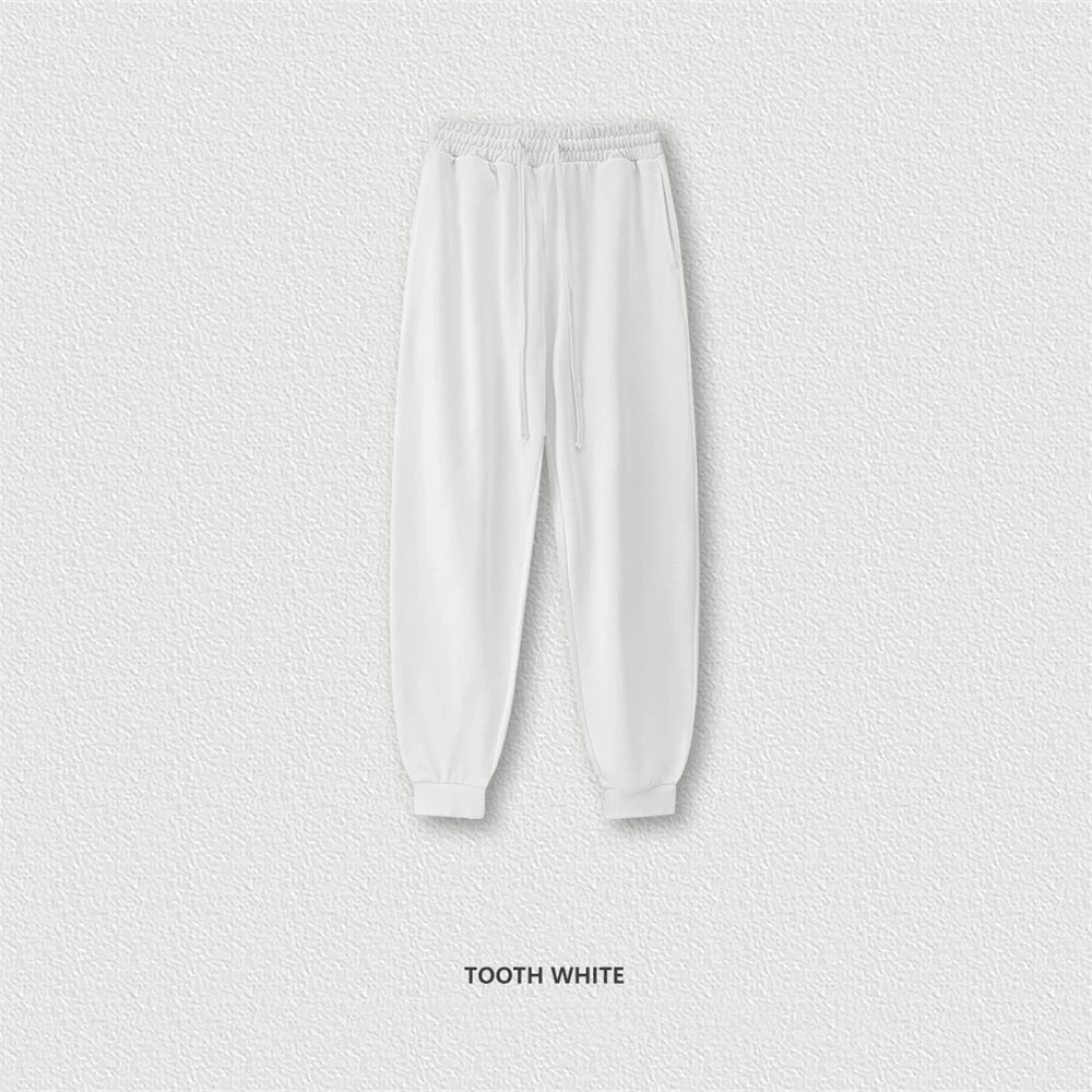 ZODF 2024 Autumn Winter Unisex Solid Sweatpants Heavyweight 440gsm Casual Loose Fit Sport Joggers HY0890 - WHITE / XL