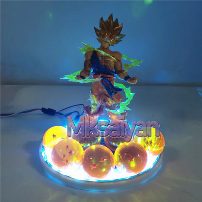 Anime Figures Lampara Dragon Ball Z Son Goku Action Figures Super Saiyan Toys Crystal Balls Remote Control PVC DBZ Kids Gift