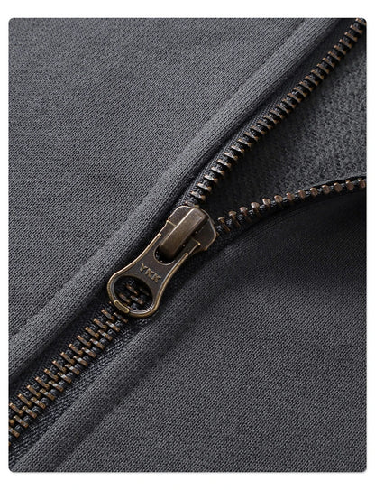 ZODF 430gsm Heavyweight Solid Zipper Hoodie for Men Unisex Loose Stand Collar Coat HY1101 Autumn 2025 Fashion