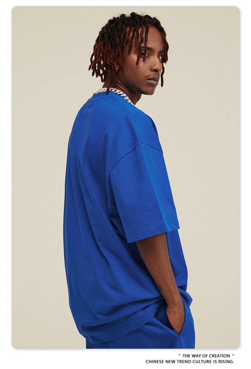 ZODF New 2025 Heavy Weight 305gsm Solid Cotton T Shirts For Men Unisex Summer Oversized Noshrink Basic T-Shirt Brand Tops HY0475