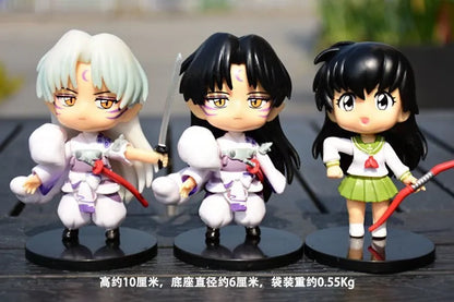 New  Inuyasha Anime Figure Higurashi Kagome Miroku Sesshoumaru Action Figure Q Version Toys Pvc Model Doll  Gifts for Kids