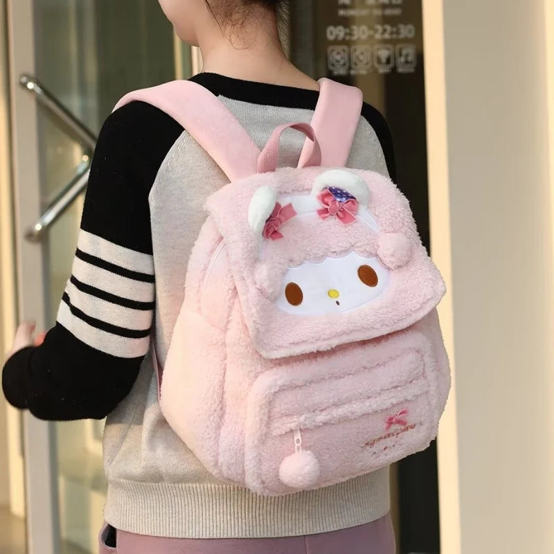Sanrio My Melody Backpack Coin Purse My Sweet Piano Casual Schoolbag Large Capacity Girly Plush Bag Traveling Bag Girl Student