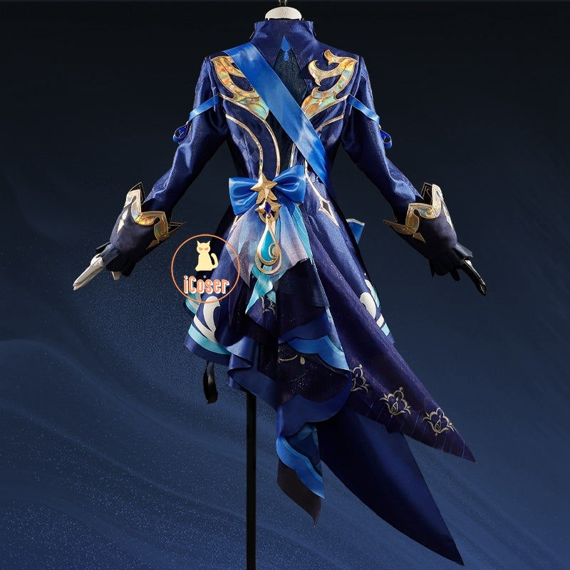 iCoser Focalors Furina Cosplay Costume Wig Dress Genshin Impact Fontaine Uniform Hat Pneuma Ousia God of Justice for Women Props