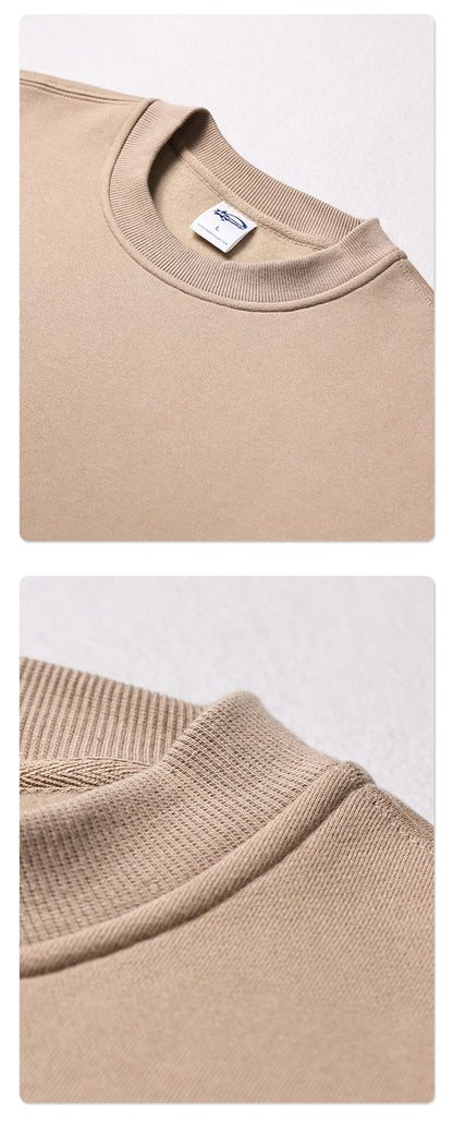 ZODF New 2025 Winter 350gsm Fleece Sweatshirts For Men Unisex Casual Loose Basic Solid O-Neck Thick Warm Pullovers HY0635