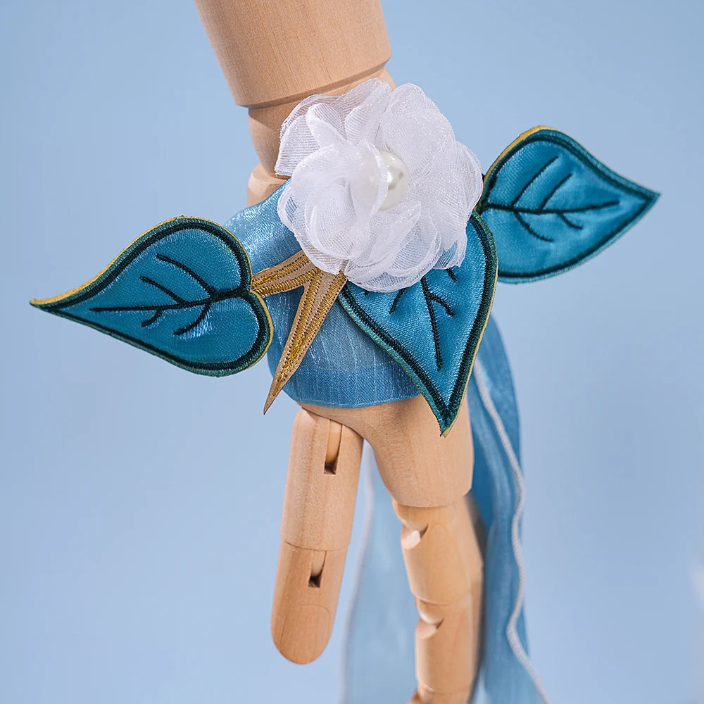 Genshin Impact Lauma Cosplay Costume Wig Dress Uniform Headwear Earrings Frostmoon Scions Halloween Party for Women Girls iCoser