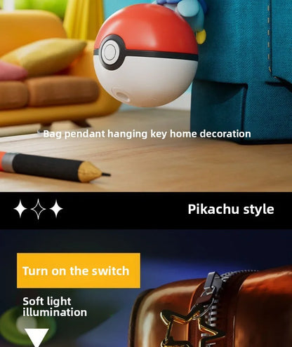 Original Pikachu Keychain with Light 7cm Cartoon Anime Doll Keyring Ornament bag decoration KeyChain Jewelry Pendant for Kids