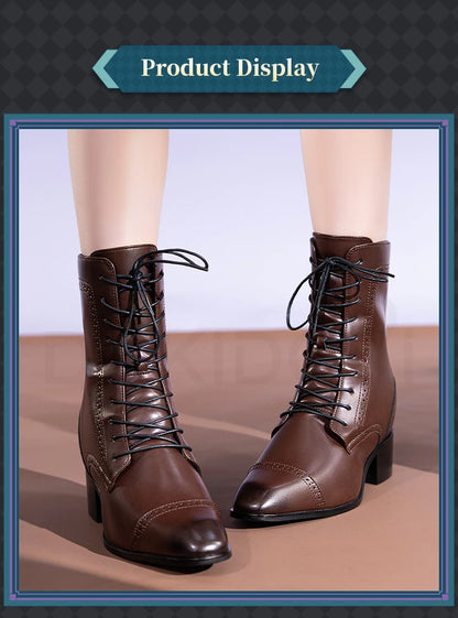 IN STOCK Men Women Cosplay Props 19cm Heightening Shoes DokiDoki Men Daily Black White 15cm Leather Shoes Halloween Cosplay