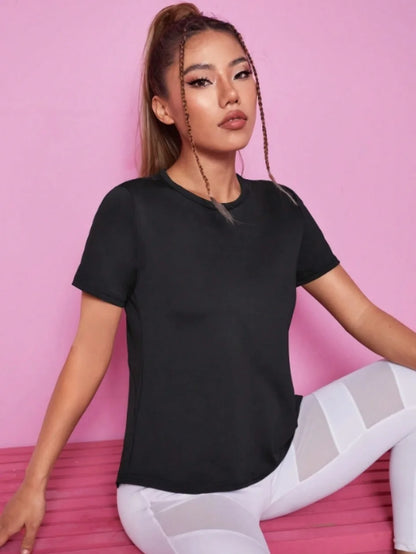 Women’s Summer Yoga T-Shirt Short Sleeve Breathable Quick Dry Mesh Back Fitness Top Loose Fit