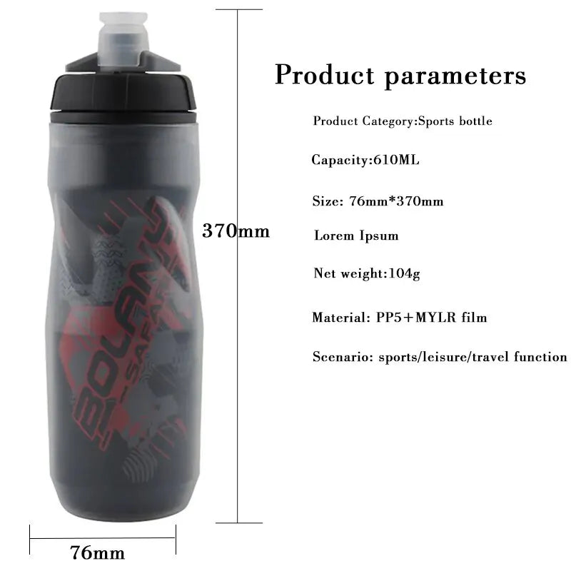 Bolany 600ml Mountain Cycling Water Bottle PP5 Double-Layer Insulated Leak-Proof Outdoor Sports Cup