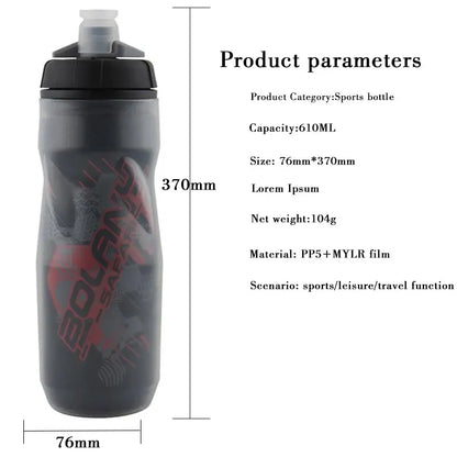 Bolany 600ml Mountain Cycling Water Bottle PP5 Double-Layer Insulated Leak-Proof Outdoor Sports Cup