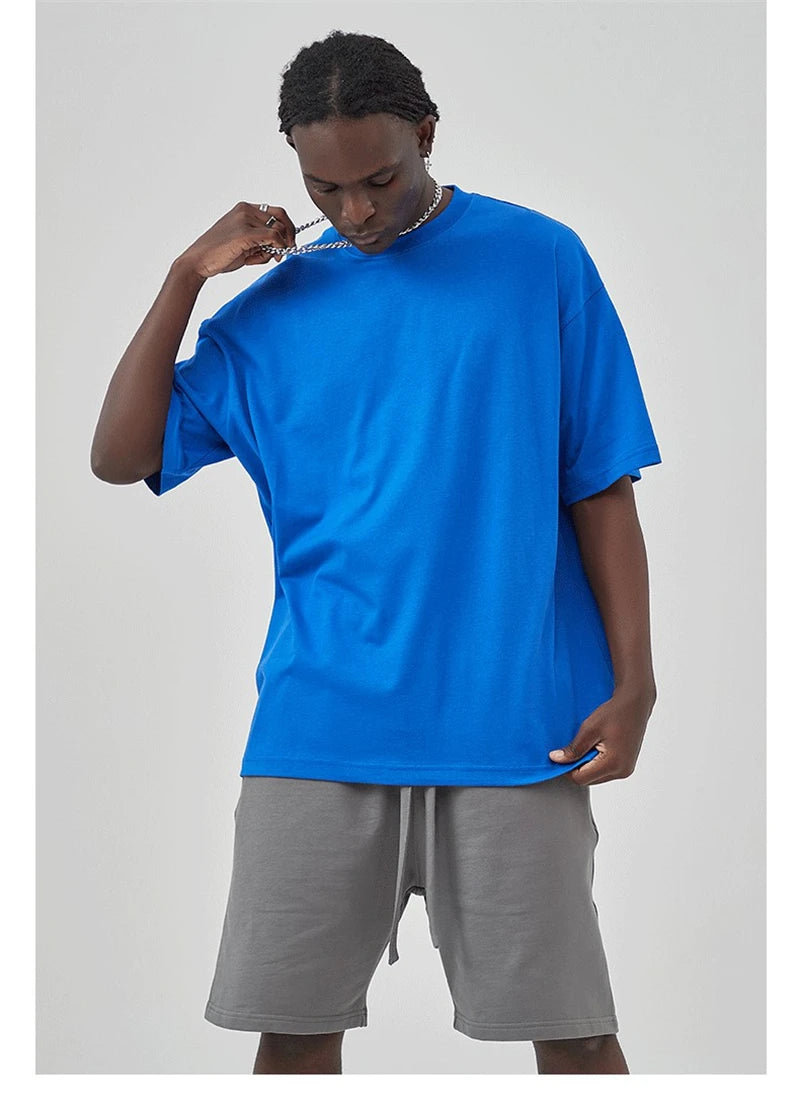 ZODF 2025 Spring Summer Men Solid 100% Cotton T-Shirts Unisex Women Loose 230gsm Noshrink Basic T Shirt Brand Tops HY0151