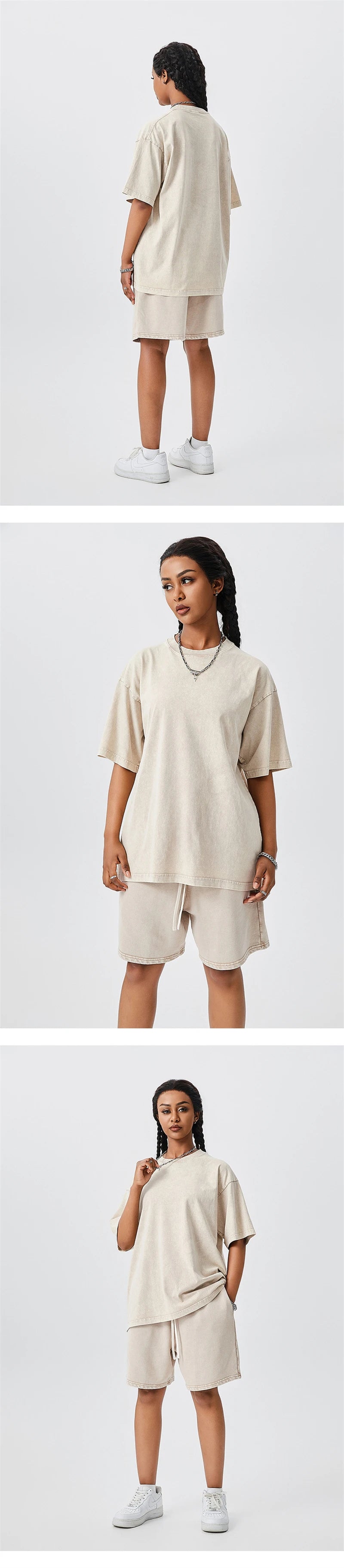 ZODF Men's Summer Batik Washed 250gsm T Shirts Retro Vintage Unisex Basic Loose Solid Cotton T-Shirt Brand Tops 2024 New HY0753