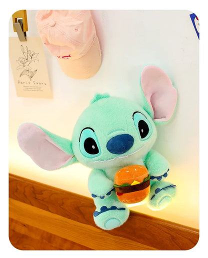 New 30/50cm Disney Kawaii Burger Stitch Plush Toy Cartoon Anime Needle Cute Sleeping Pillow Plush Doll Girl Holiday Gift