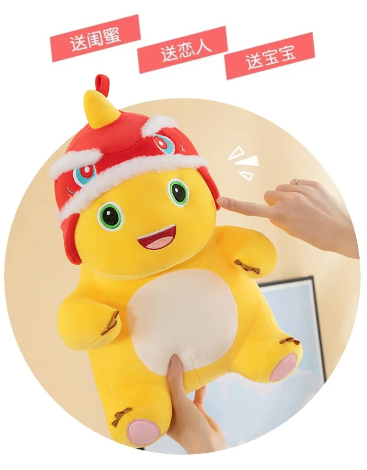 New Anime Cartoon Lion Dance Little Milk Dragon Doll Cute Dinosaur Stuffed Plush Toy Cute Doll Giving Girls Sleeping Pillow Gift