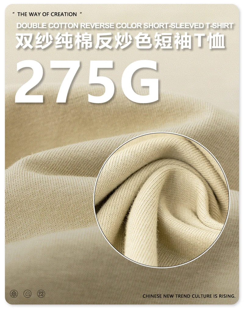 ZODF 2025 Summer Washed 275gsm Solid Cotton T-shirt For Men Unisex Oversized Short Sleeve T Shits Brand Tops HY0981