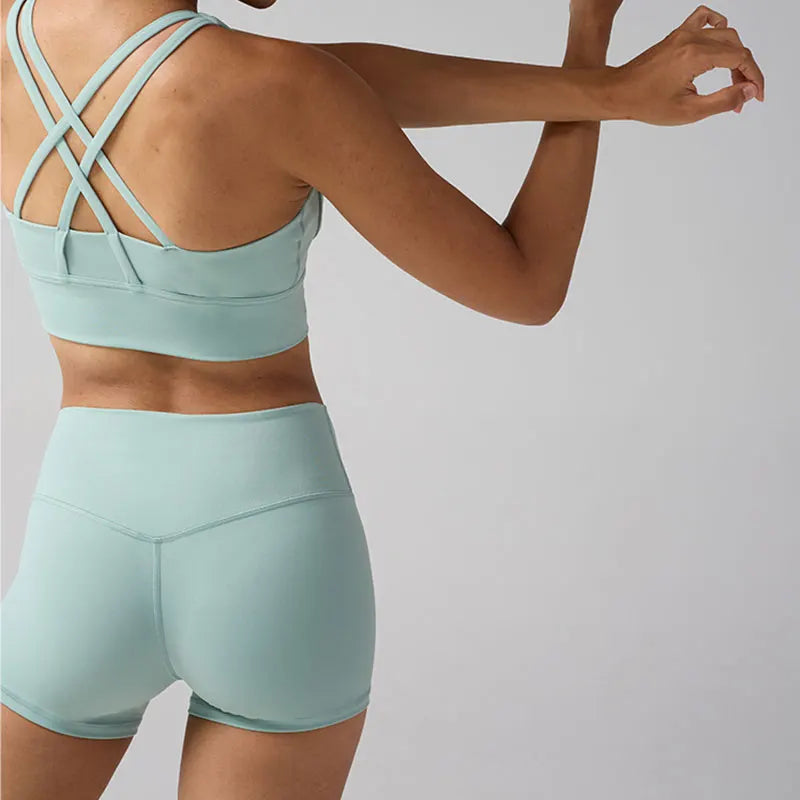 Solid Color Women’s High-Waisted Fitness Yoga Shorts – Quick Dry Breathable for Running & Cycling