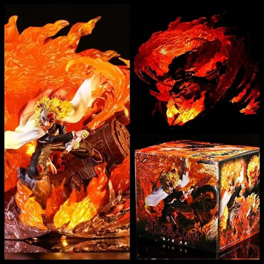 Hot Demon Slayer Rengoku Kyoujurou Fire Pillar Anime Figure Model Statue Boys Collection Desktop Decoration Ornament Toys Gifts