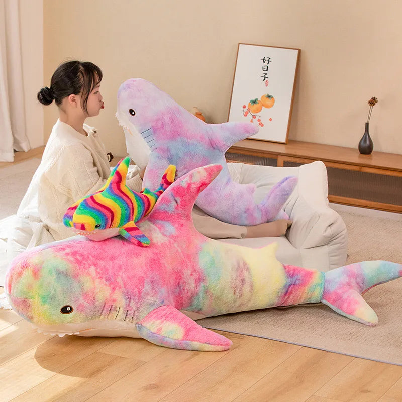 55-140cm Stuffed Lifelike Shark Plush Toy Stuffed Headed Shark Fierce Sea Animals Hug Throw Pillow Cushion for Boy Birthday