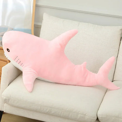 55-140cm Stuffed Lifelike Shark Plush Toy Stuffed Headed Shark Fierce Sea Animals Hug Throw Pillow Cushion for Boy Birthday