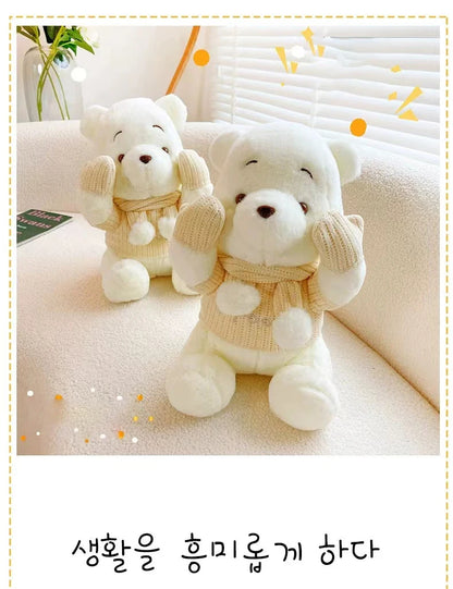25CM-70CM Disney Winnie The Pooh Bear Doll Winter Limited Cartoon Plush Toy Cute Anime Kawaii Companion Children's Birthday Gift