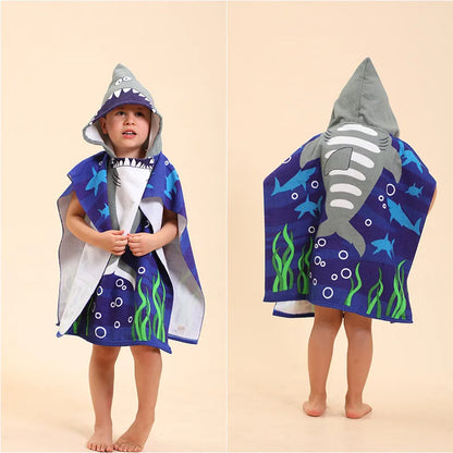 Bath Robe for Kids Bathing Towels Boys Hooded Microfiber Unicorn Beach Towel Robes Girls Stitch Cape Towels Poncho