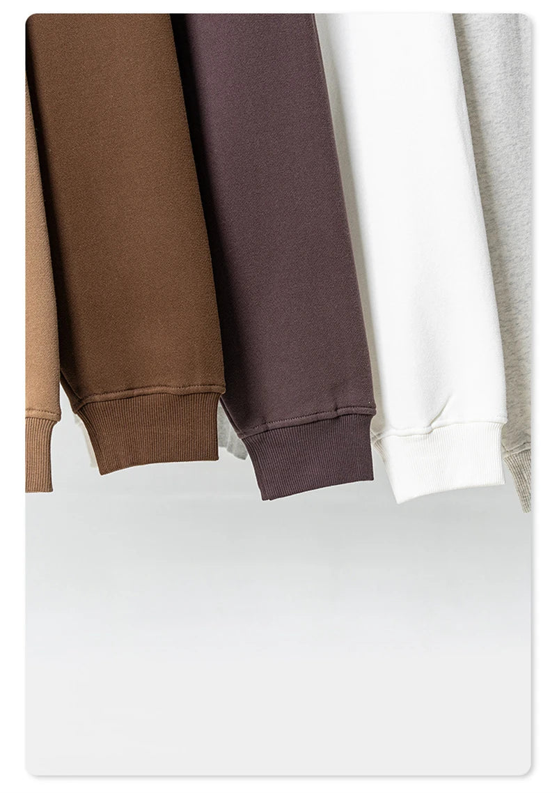 ZODF Fashion Winter Men Warm Zipper Fleece Hoodies Unisex Loose Basic 345gsm Knitted Hooded Hoodie Coats HY0904