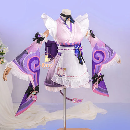 iCoser Genshin Impact Yumemizuki Mizuki Cosplay Costume Wig Dress Headwear Tail Natlan Halloween Party for Women Girls Cos Props