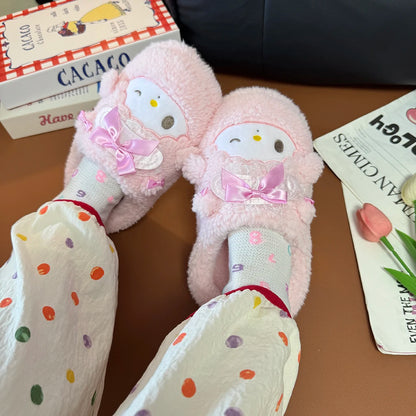 Cartoon My Sweet Piano Slippers Comfortable Japanese Style Plush Shoes Home Cotton Shoes Girl Woman Non-slip Flat Autumn Winter