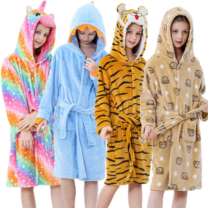Kids Bath Robe Boys Clothes 2025 Winter Pajamas Warm Child Loungewear Toddler Girls Bathrobe 3 to 4 5 6 7 8 9 10 11 12 13 Years