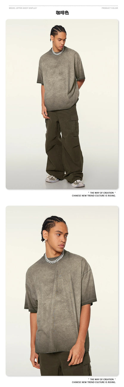 ZODF Fashion 2024 250gsm Washed Distressed T-Shirts For Men Unisex Women Retro Cotton Relax Fit T Shirt Brand Tees HY0838