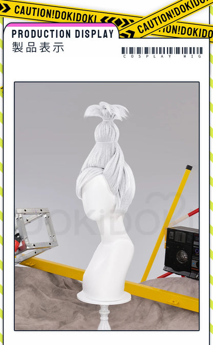 IN STOCK Seiko Ayase Wig Anime Dandadan Cosplay DokiDoki Halloween Grey Hair DAN DA DAN Seiko Glasses Ear Clips Patch Free Cap